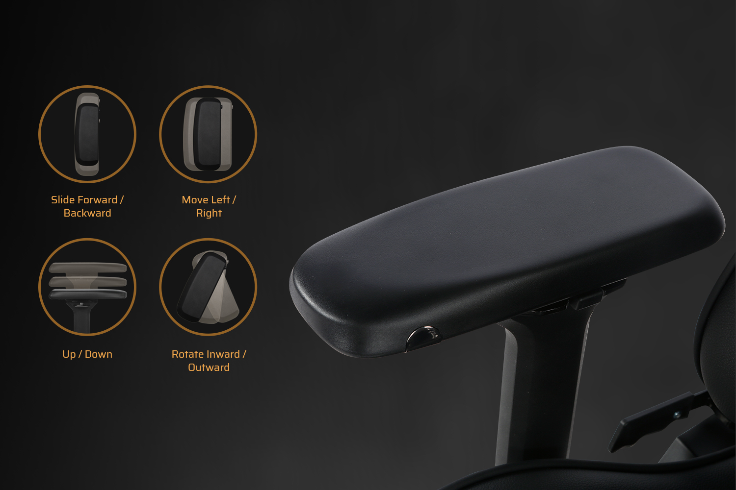 4D METAL ARMRESTS  WITH MAXIMUM ADJUSTABILITY