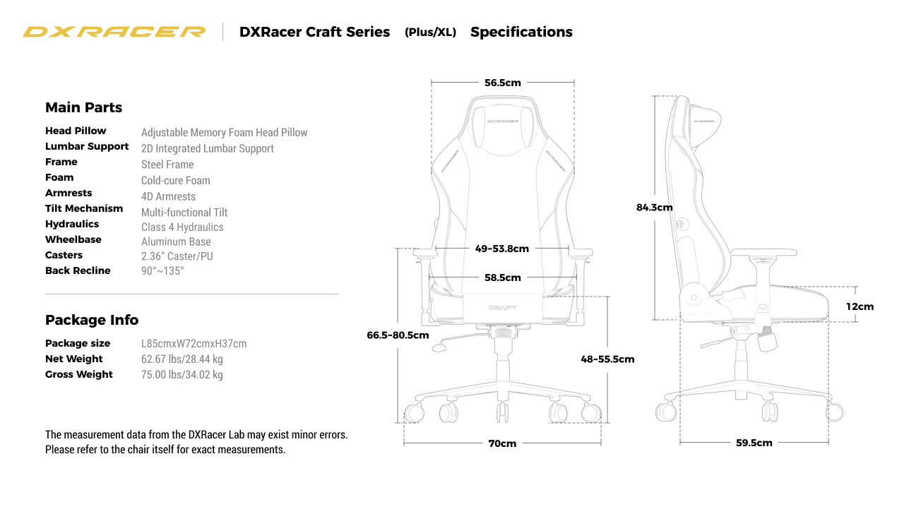 Technical Specifications(Plus/XL) 