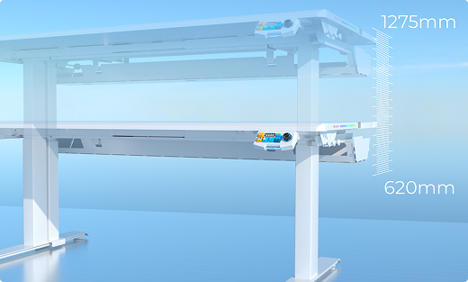 ​Sit, stand, or move. Wide height adjustment for all ideas