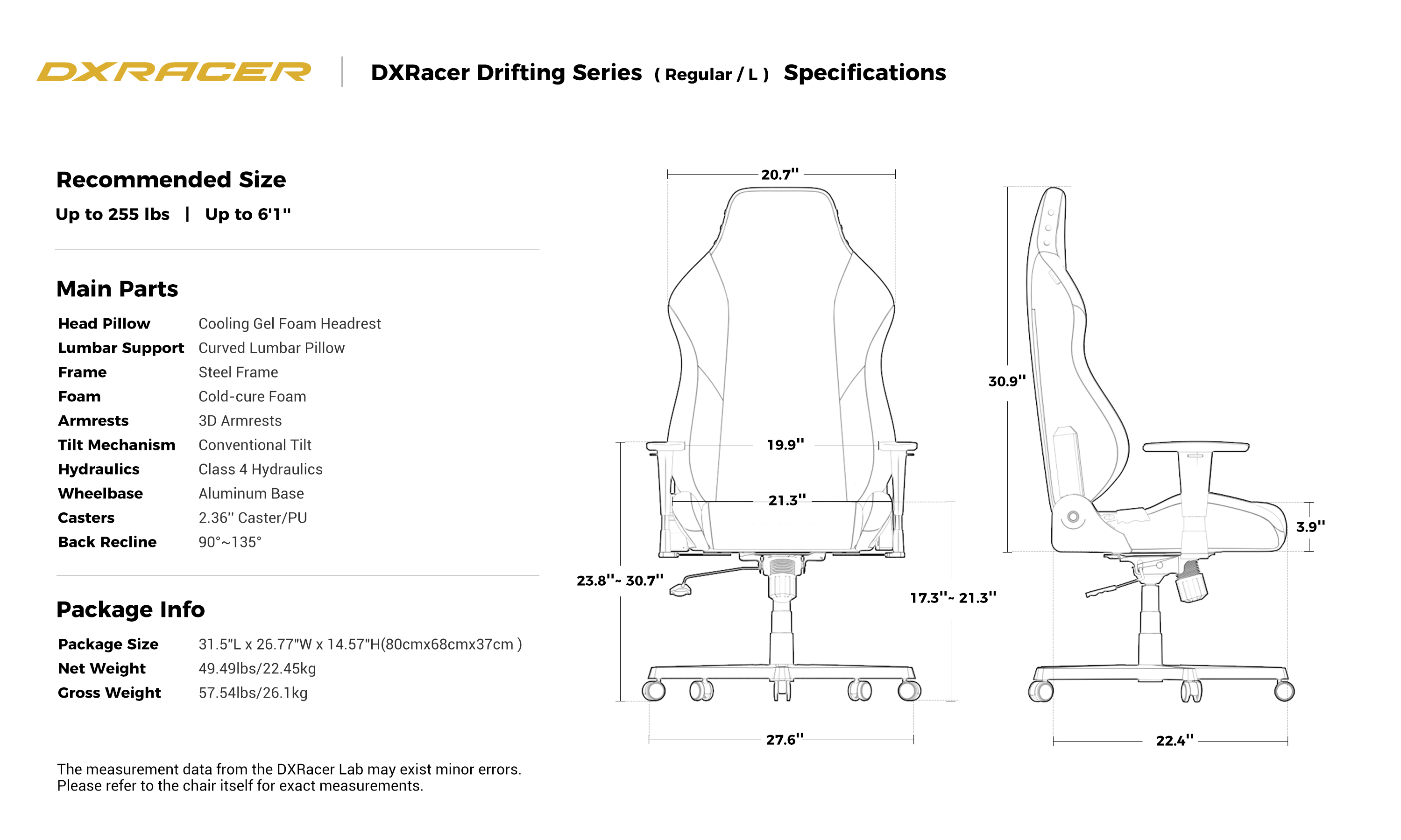 Technical Specifications(Regular/L)