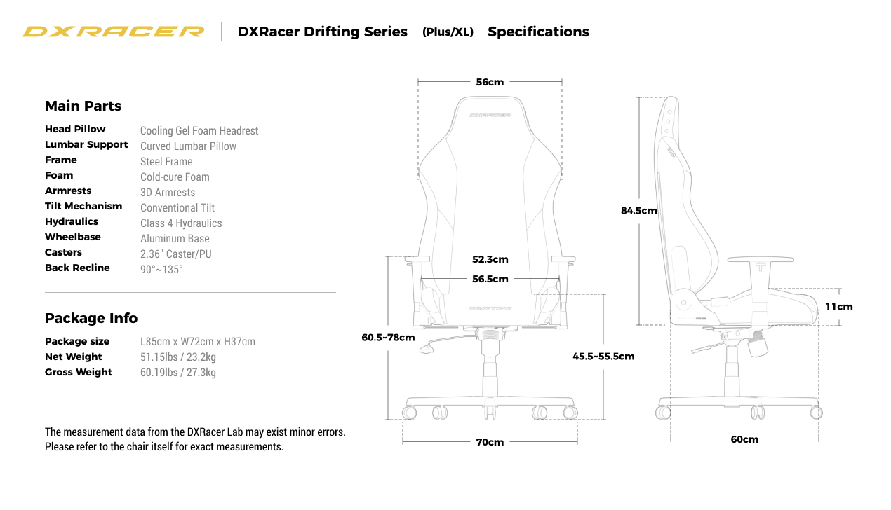 Technical Specifications(Plus/XL) 