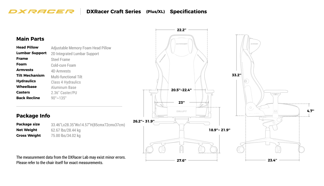 Technical Specifications(Plus/XL)