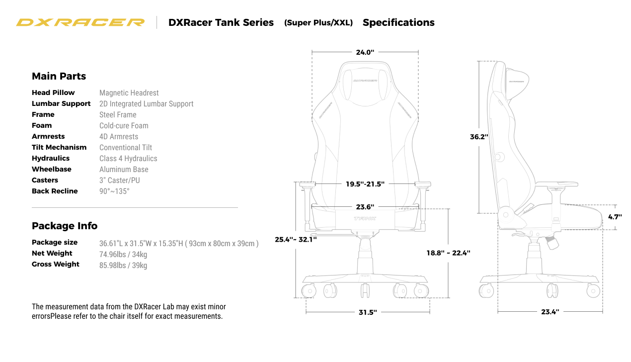 Technical Specifications (Super Plus / XXL)