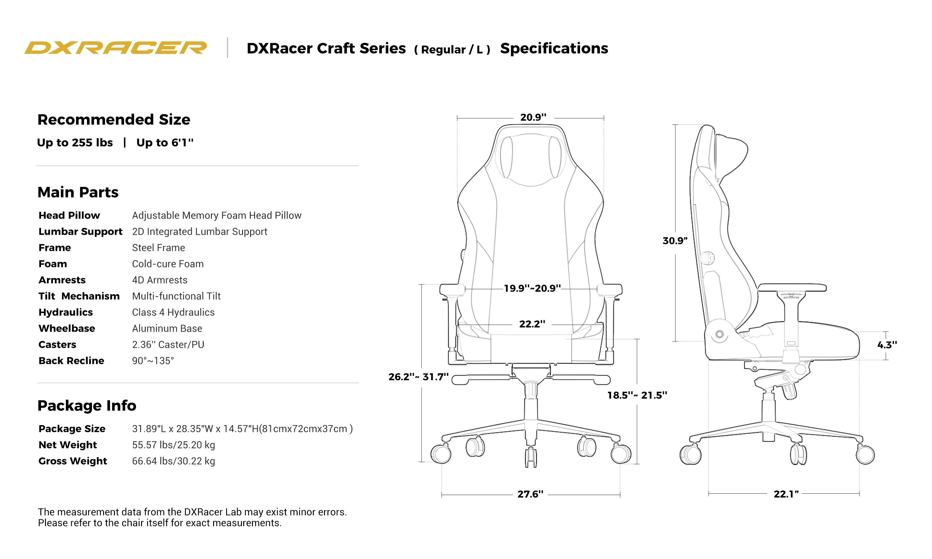 Technical Specifications(Regular/L)